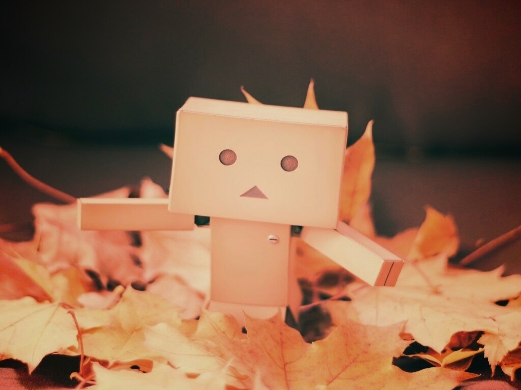  Yotsubato Danbo резвится листьях обои