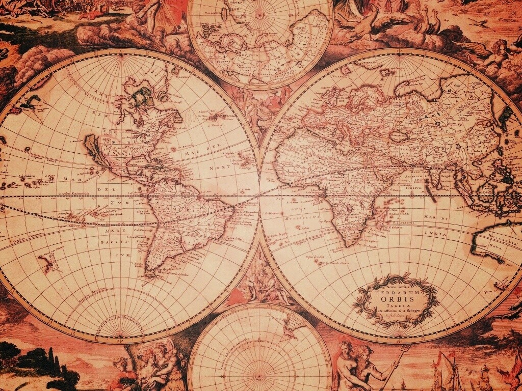Старинная карта мира обои