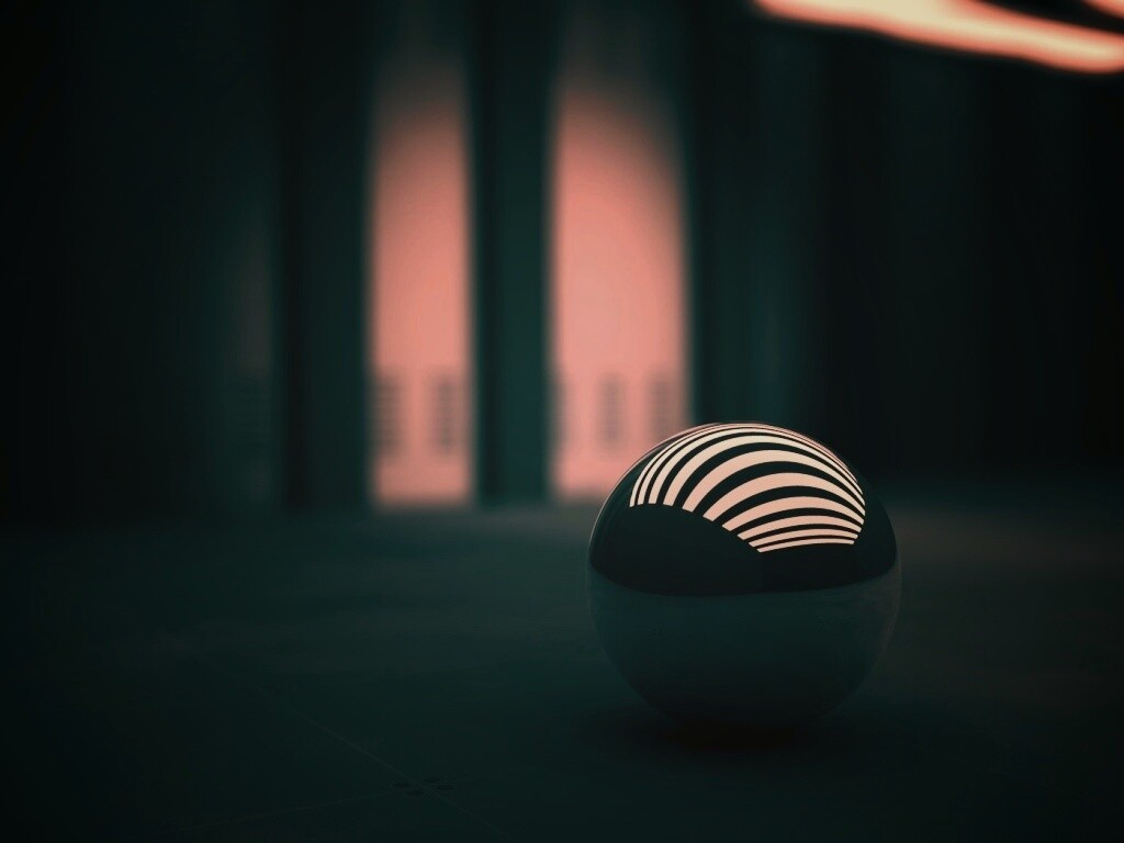 Трехмерный блестящий металлический шарик обои