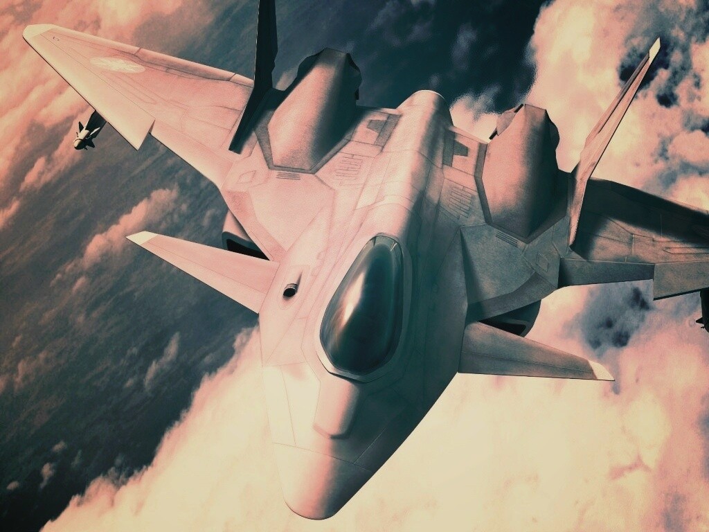 Нарисованный истребитель в полете обои