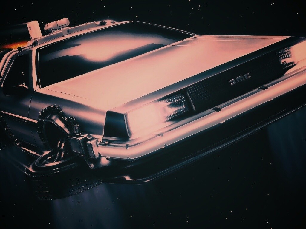 Летающий Делореан обои