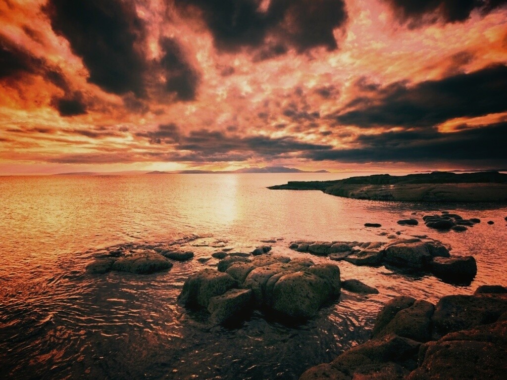 Красивый вид на вечернее море обои