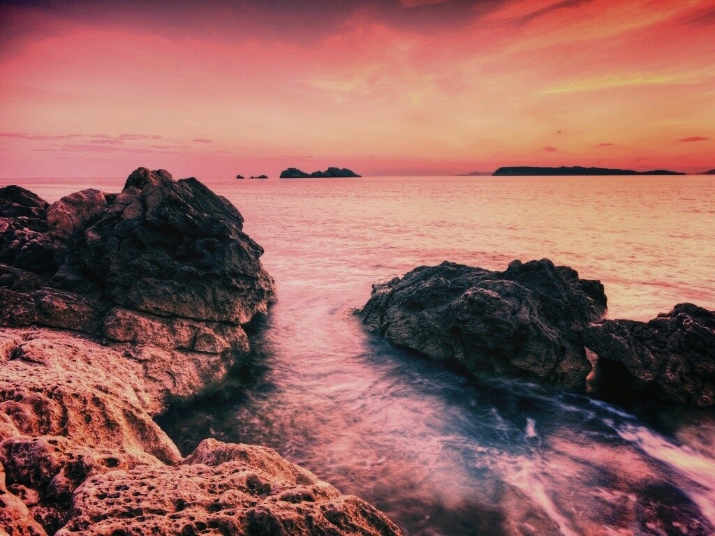 Закат на море обои