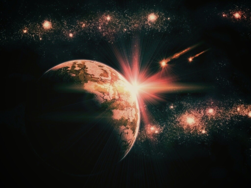 Кометы пролетают вблизи планеты обои