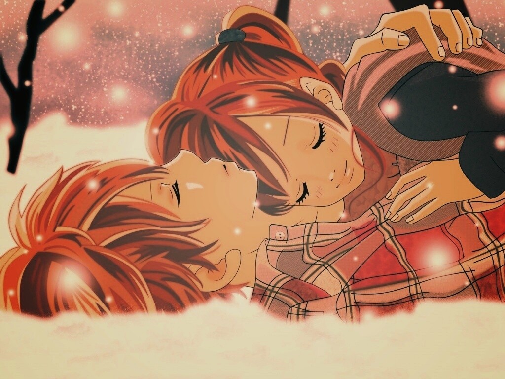 Двое на снегу из Bokura Ga Ita обои