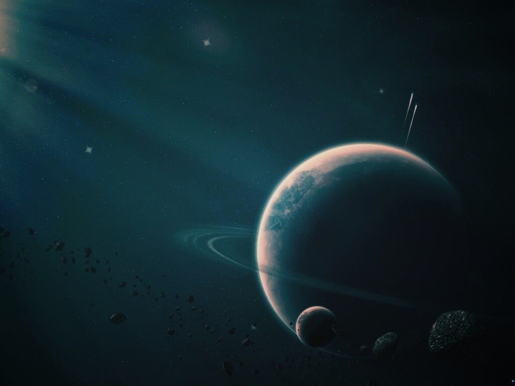 Пояс астероидов вблизи планеты обои