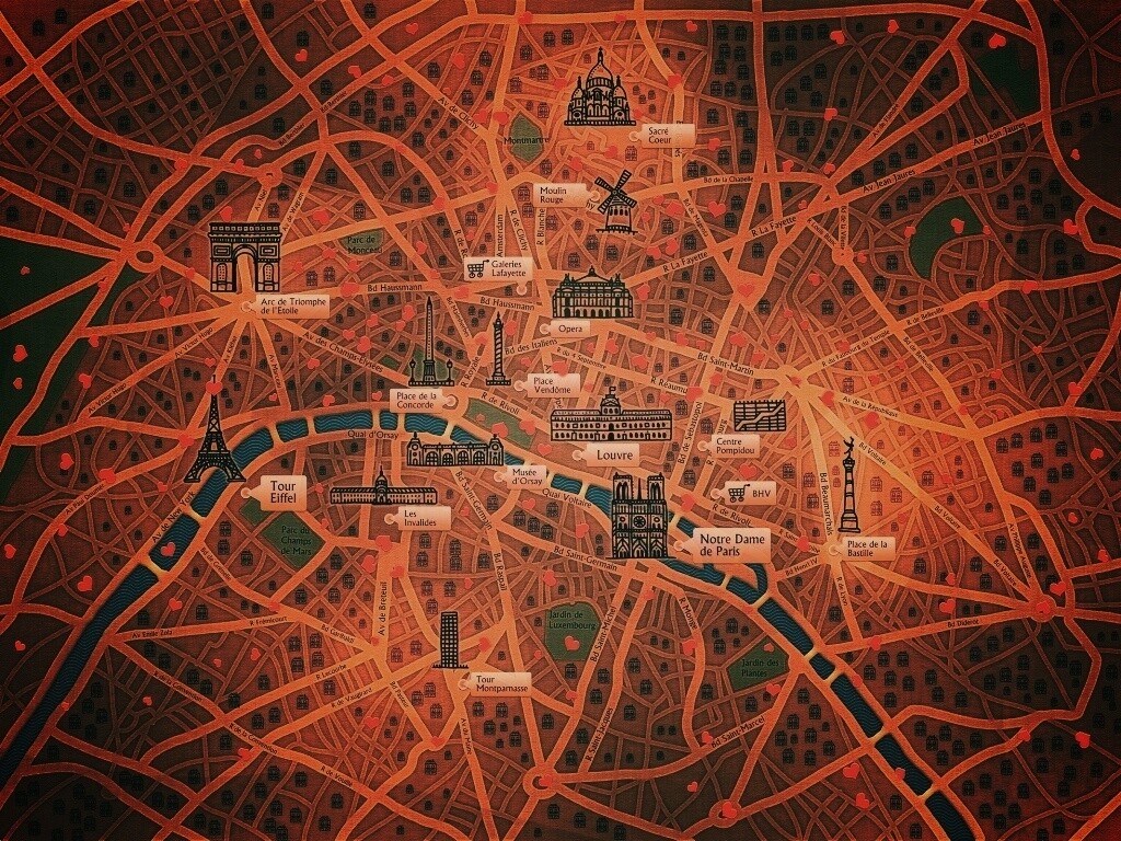 Карта Парижа обои