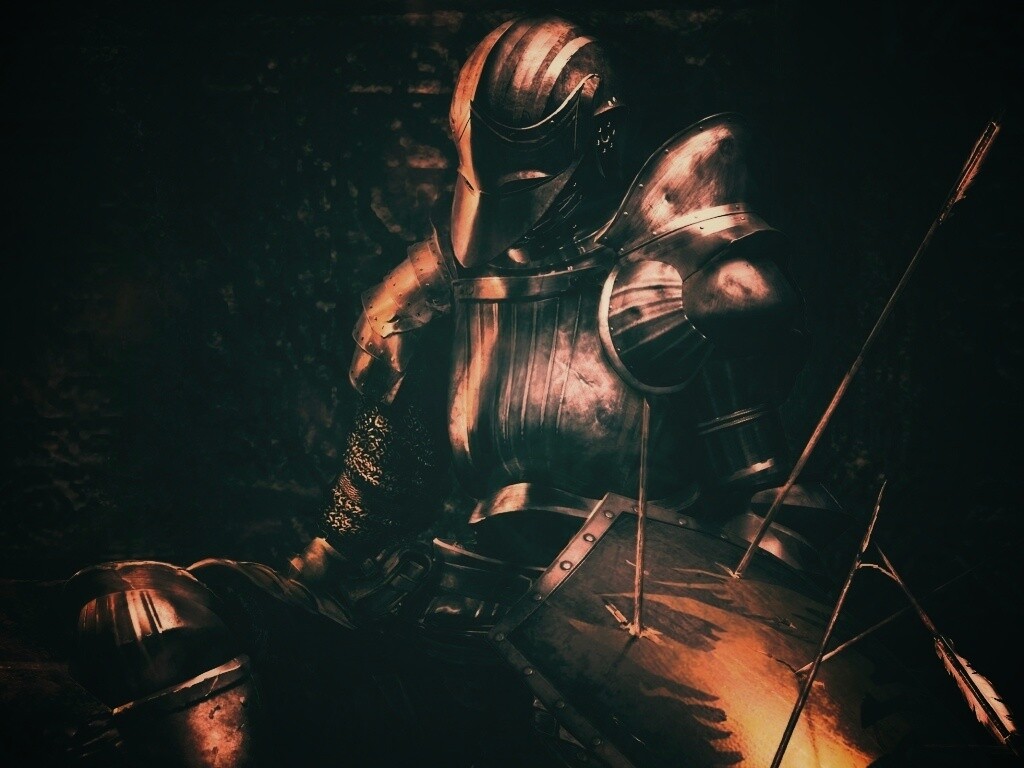 Поверженный рыцарь в доспехах обои