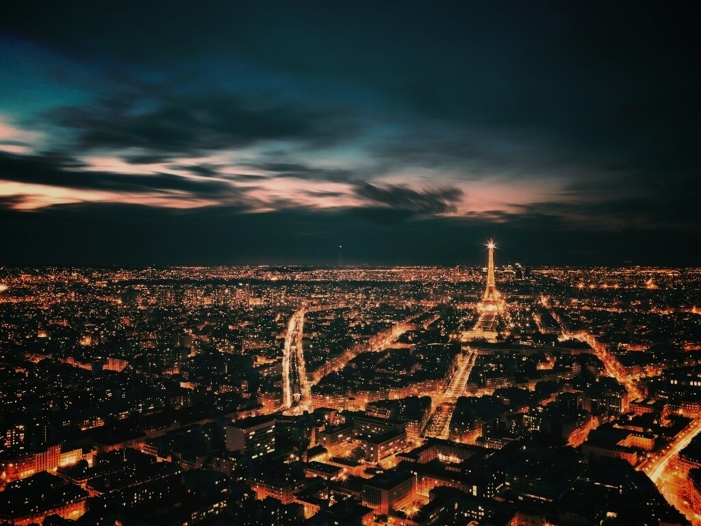 Вид на ночной Париж обои