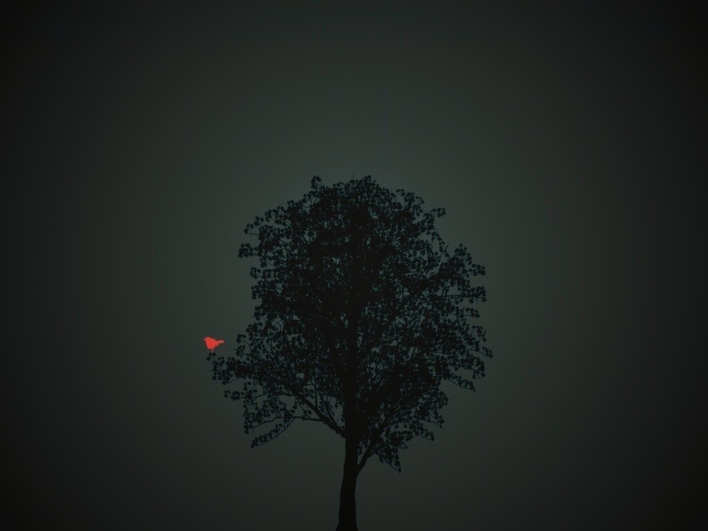 Дерево и птица обои