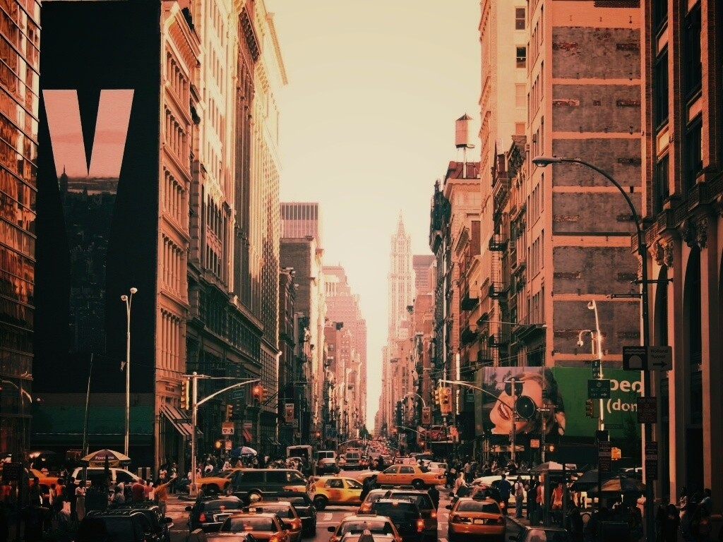 Людная Нью-Йоркская улица обои