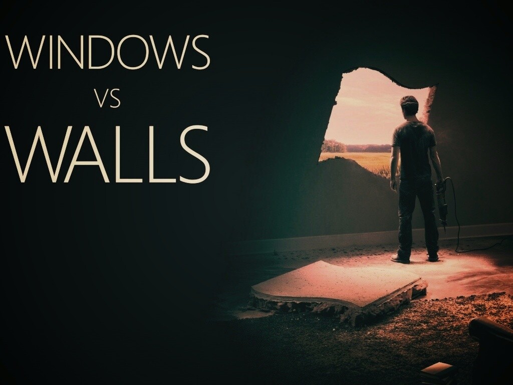 Windows против стен обои