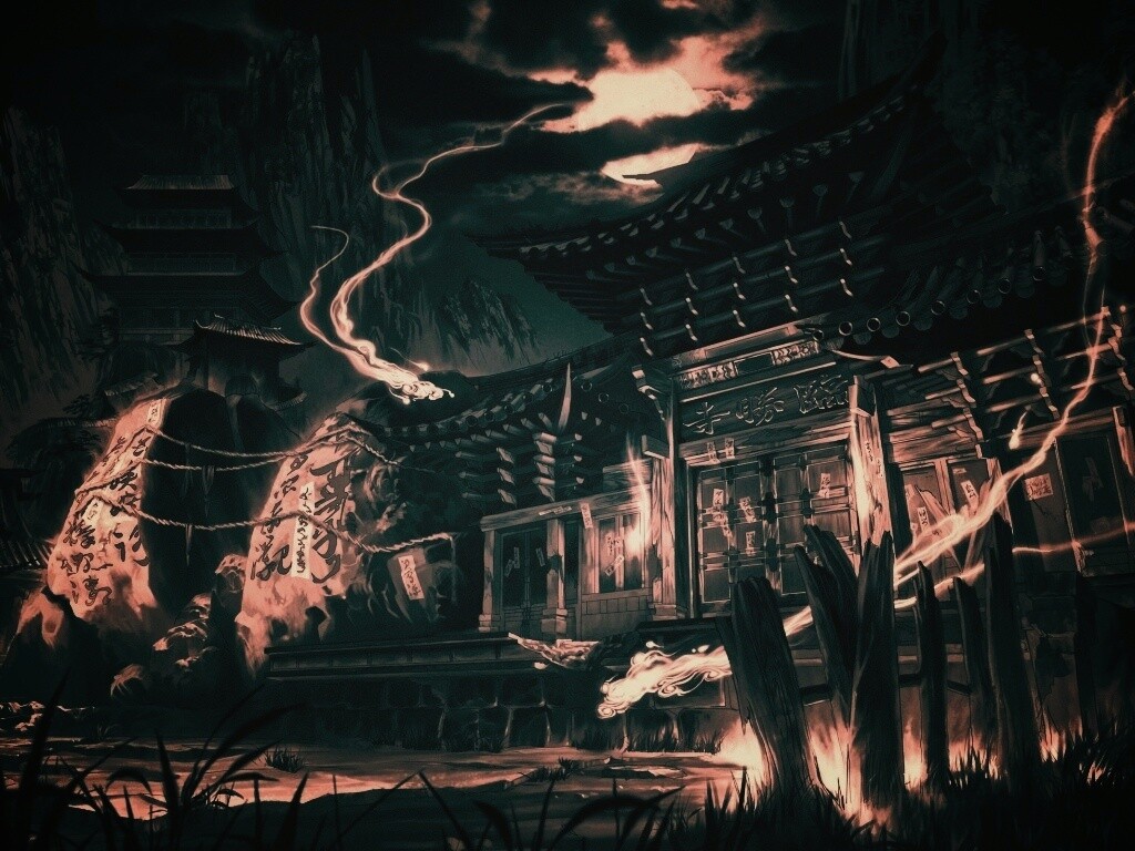 Вход в китайский храм обои