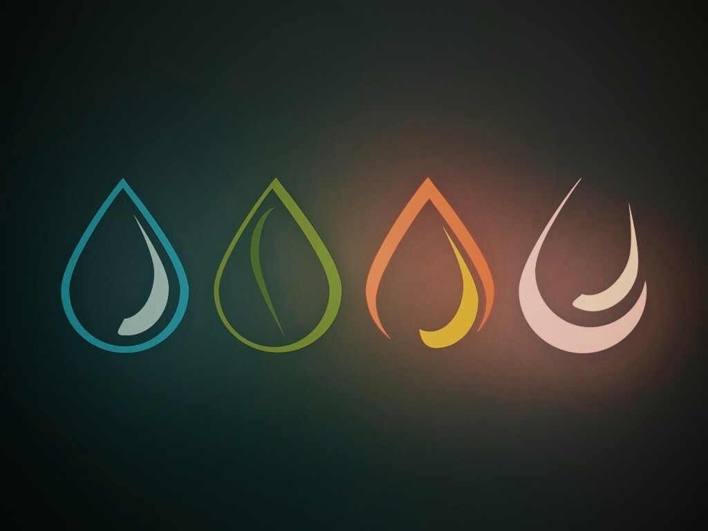 Четыре стихии в каплях обои