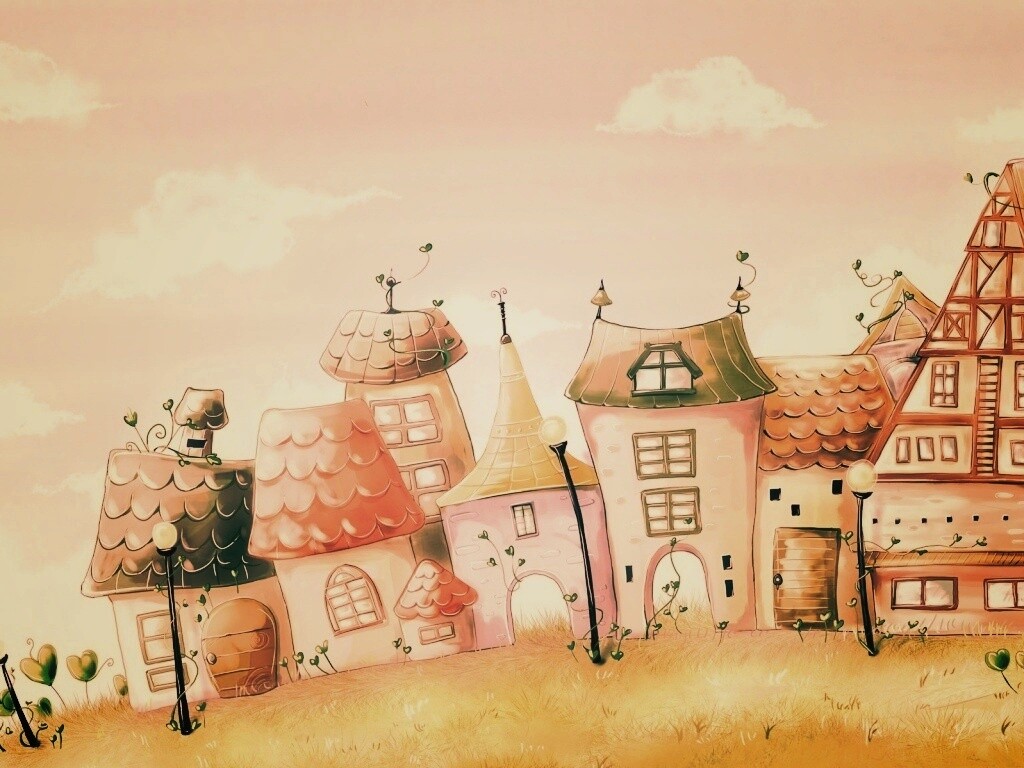 Мультяшный городок обои