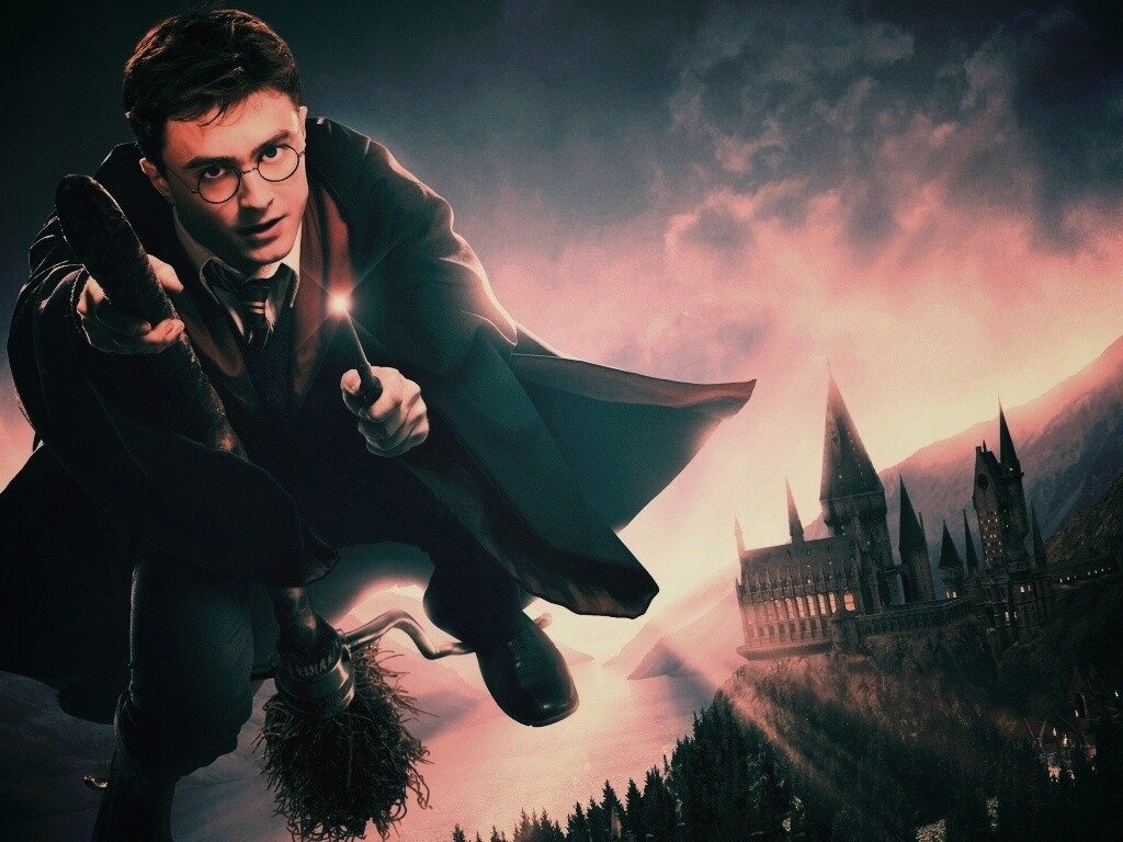 Гарри Поттер на метле обои