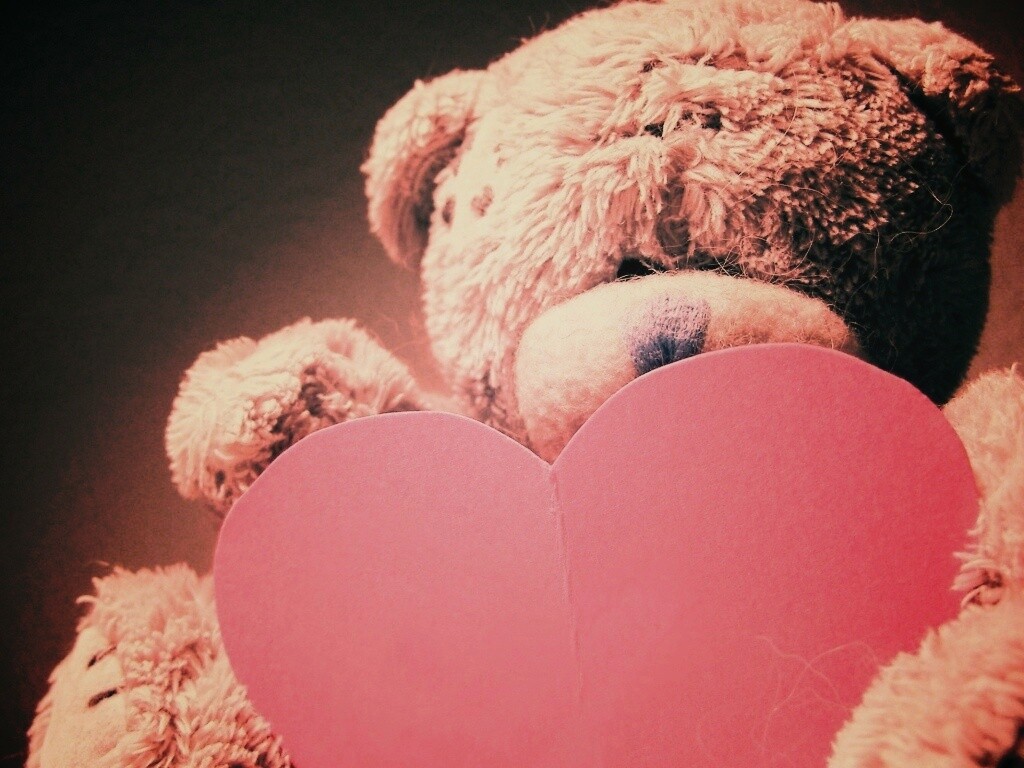 Мишка с сердцечком обои