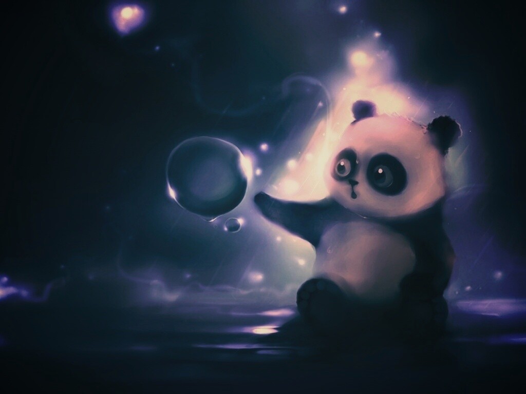 Панда и пузырек обои