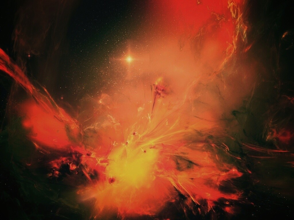 Туманность в красно-жёлтых тонах обои