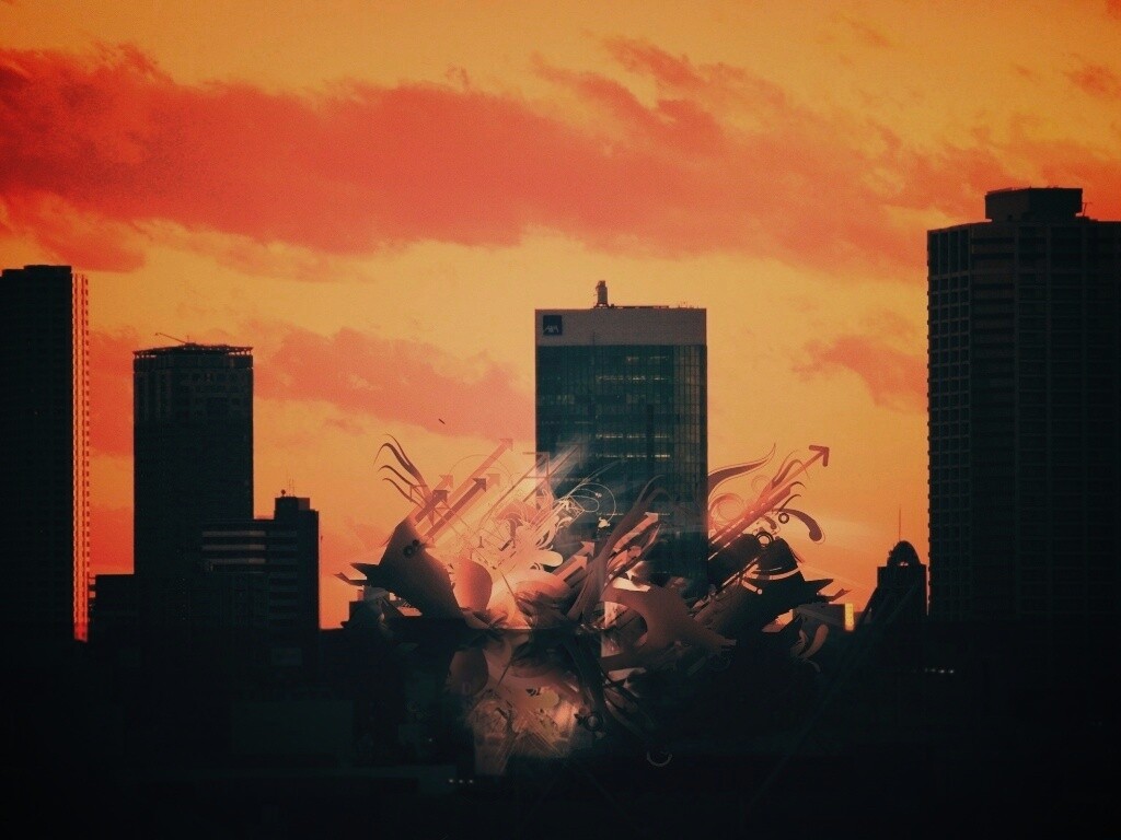 3D абстракция прямо в городе обои