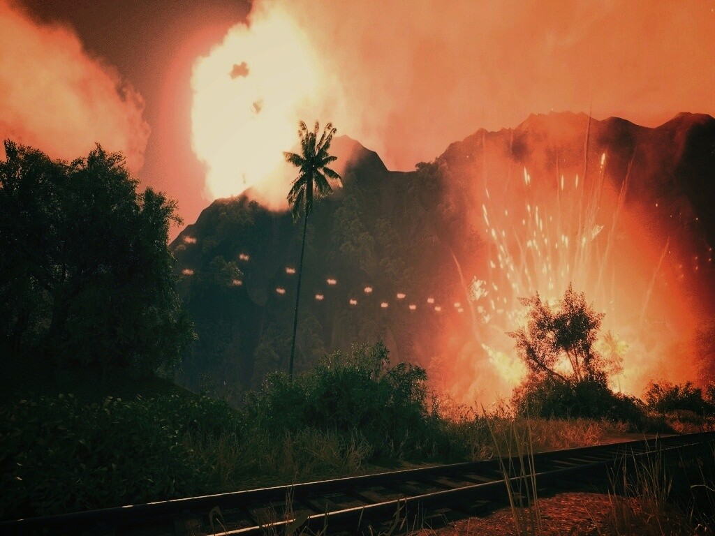 Взрыв в кустах обои