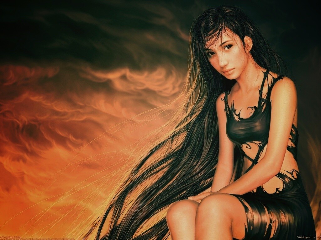 Девушка с длинными волосами обои