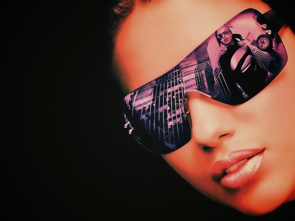 Девушка в стильных очках обои