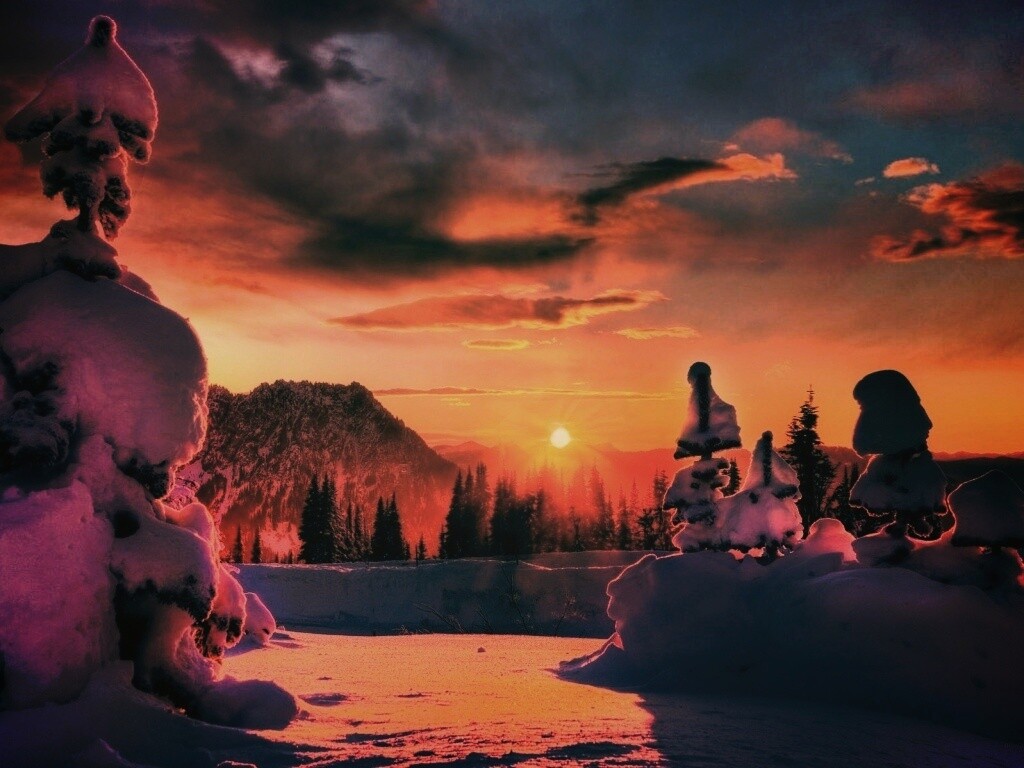 Зимнее солнце обои