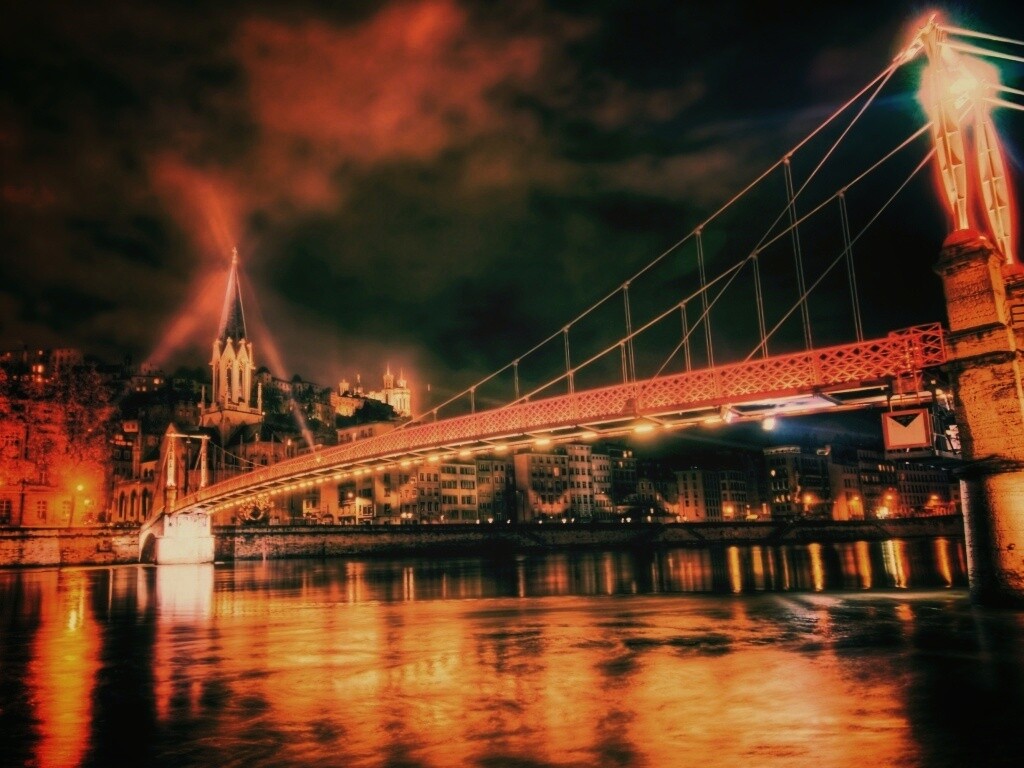 Ночная подсветка моста обои