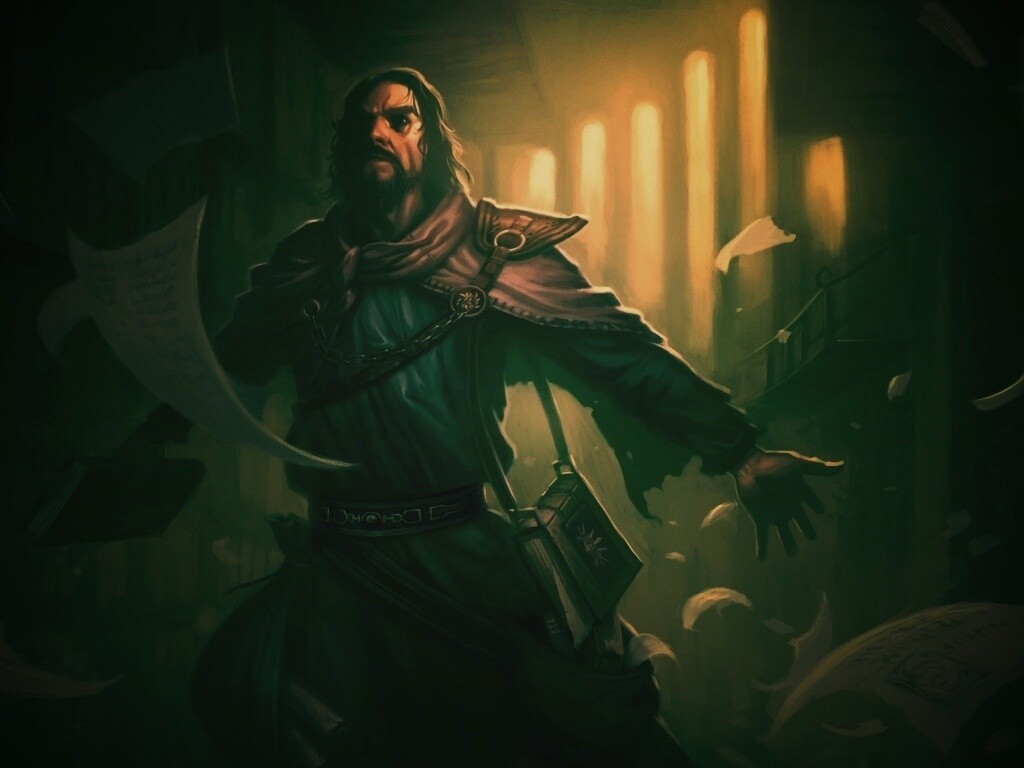 Маг в библиотеке обои