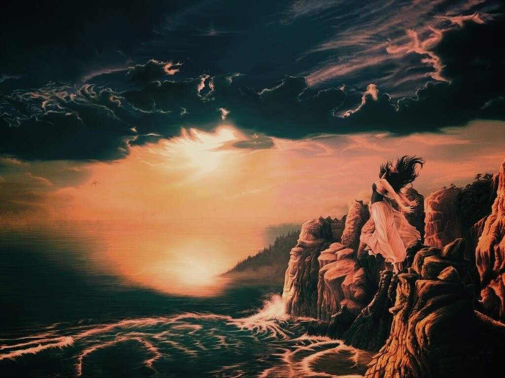 Прыжок с обрыва обои