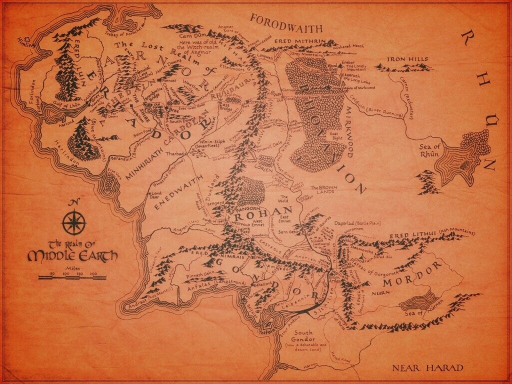 Карта Средиземья обои