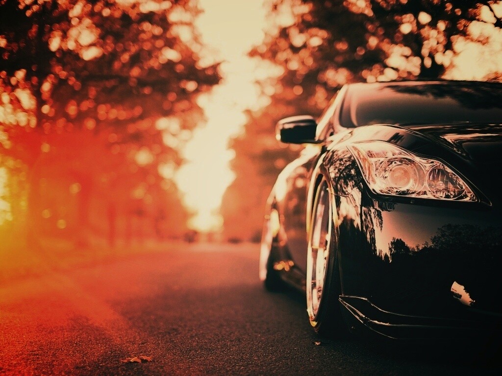 Автомобиль на закате обои