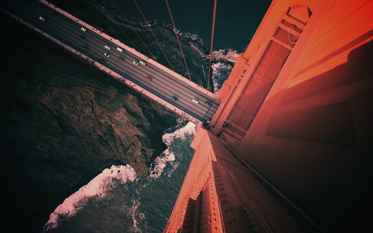 Вид в с пролета моста Золотые Ворота обои