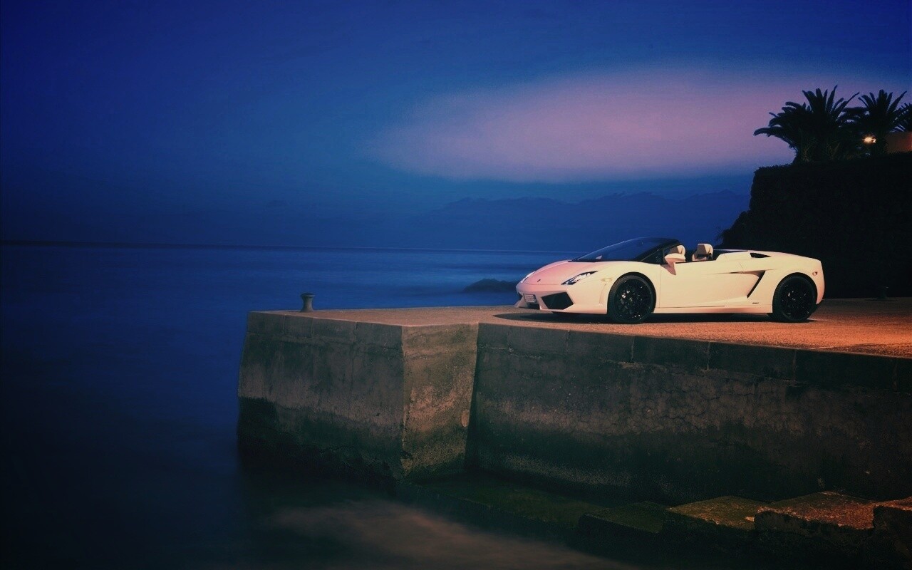 Белый кабриолет ламбо обои