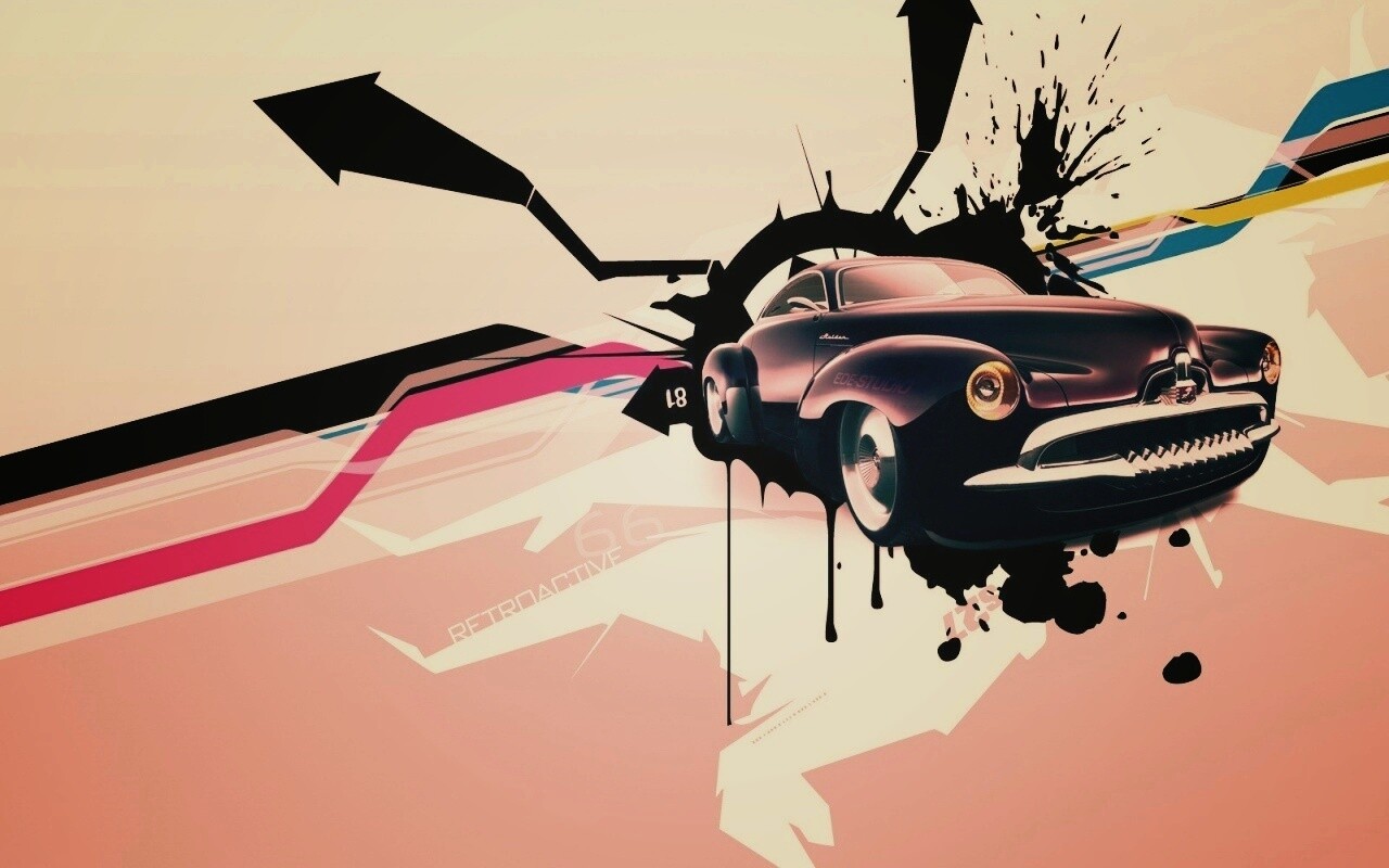 Абстракция с ретро авто обои