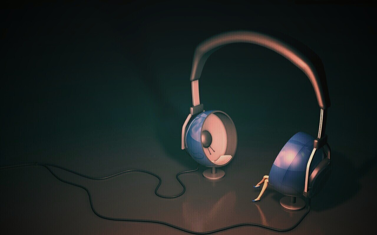 Девушка в наушниках обои