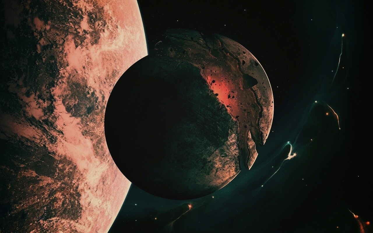 Спутник раскалывается пополам обои