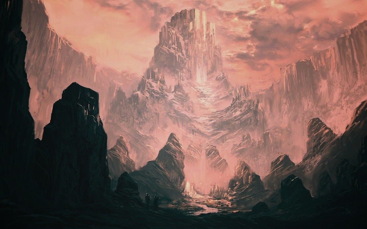 Город в горах обои