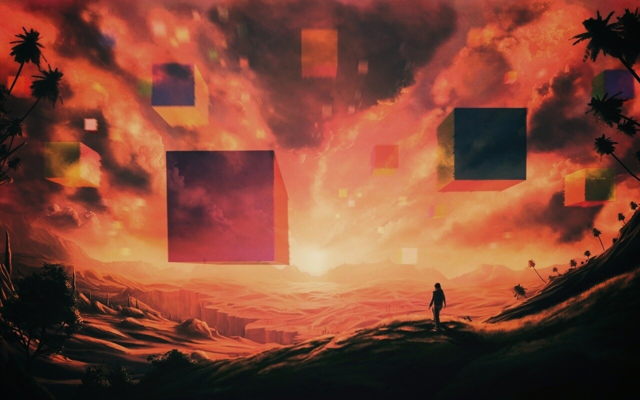 Кубы в небе обои