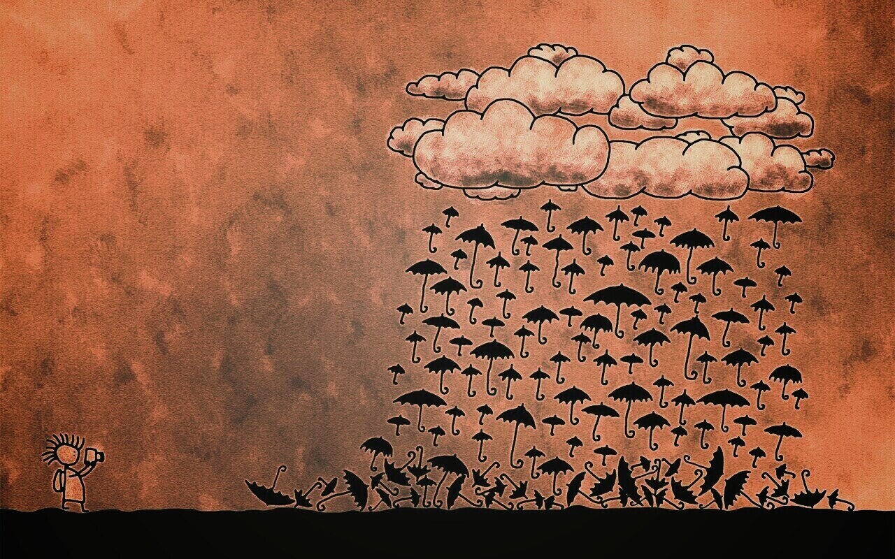 Дождь из зонтиков обои