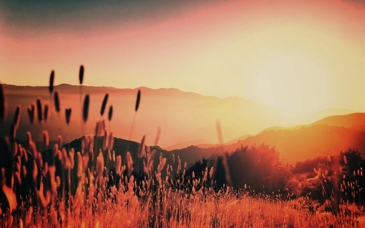 Восход над холмами обои