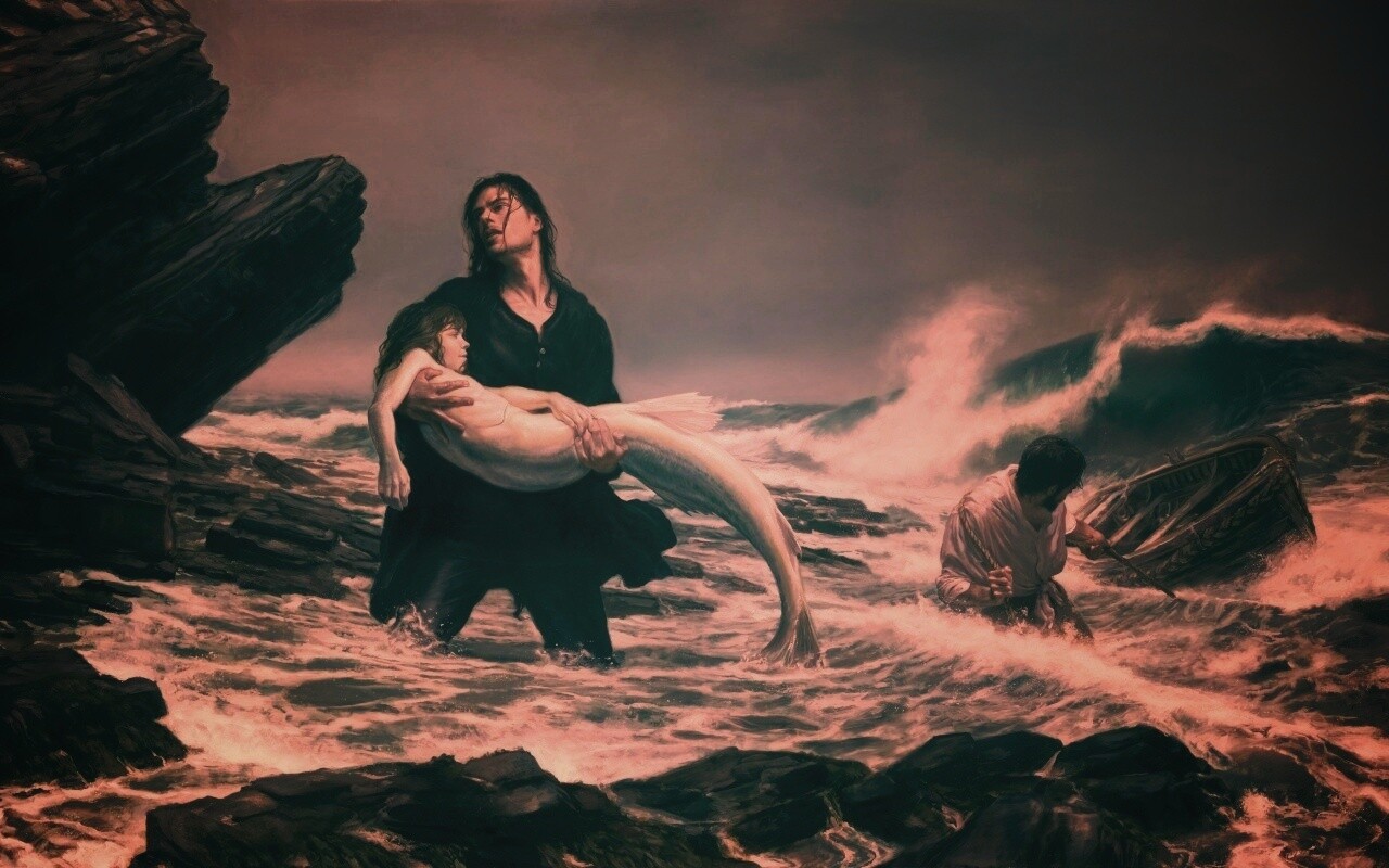 Рыбаки спасают русалку обои