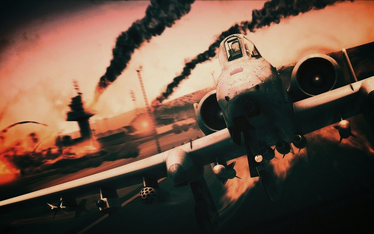 Самолет взлетает с атакованного аэродрома обои