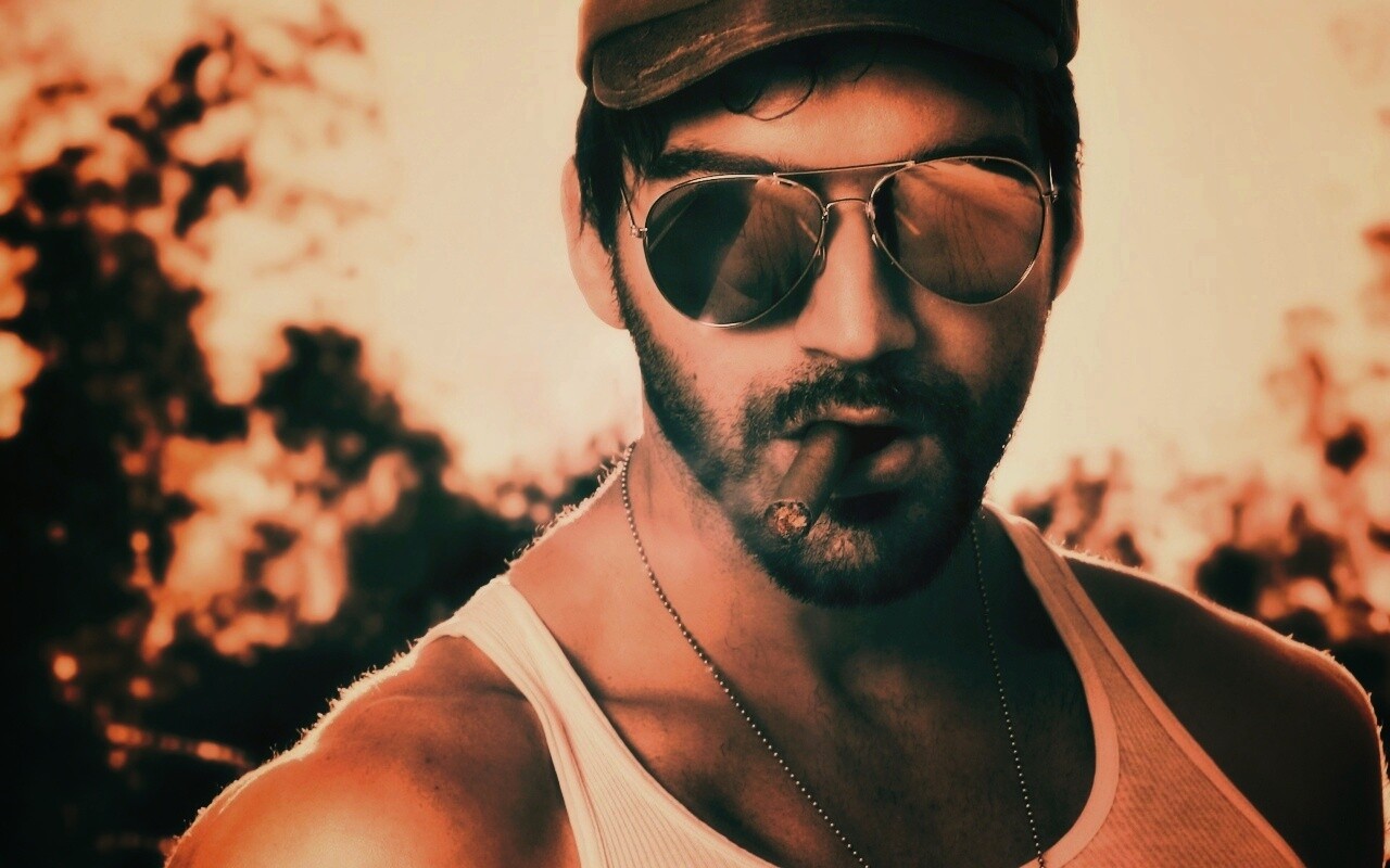 Суровый парень с сигарой обои