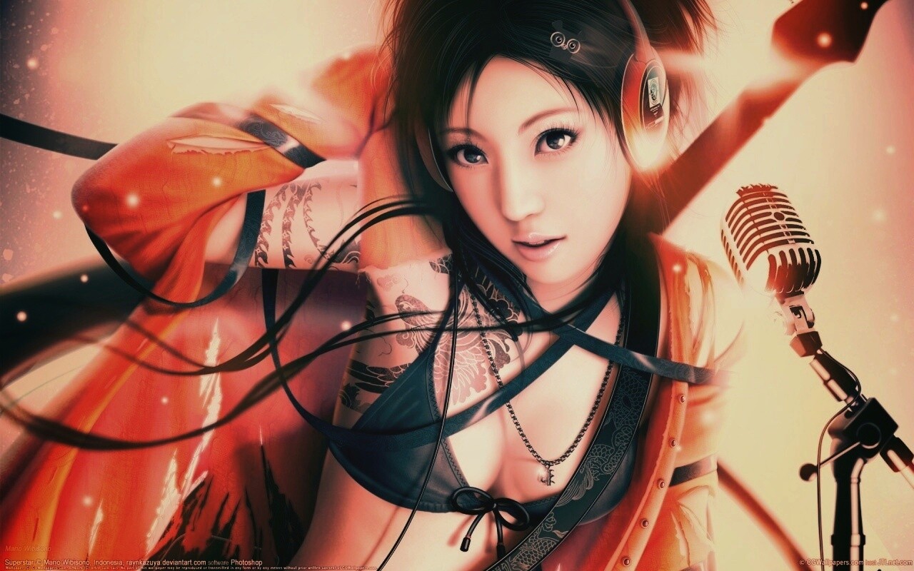 Поющая японка обои