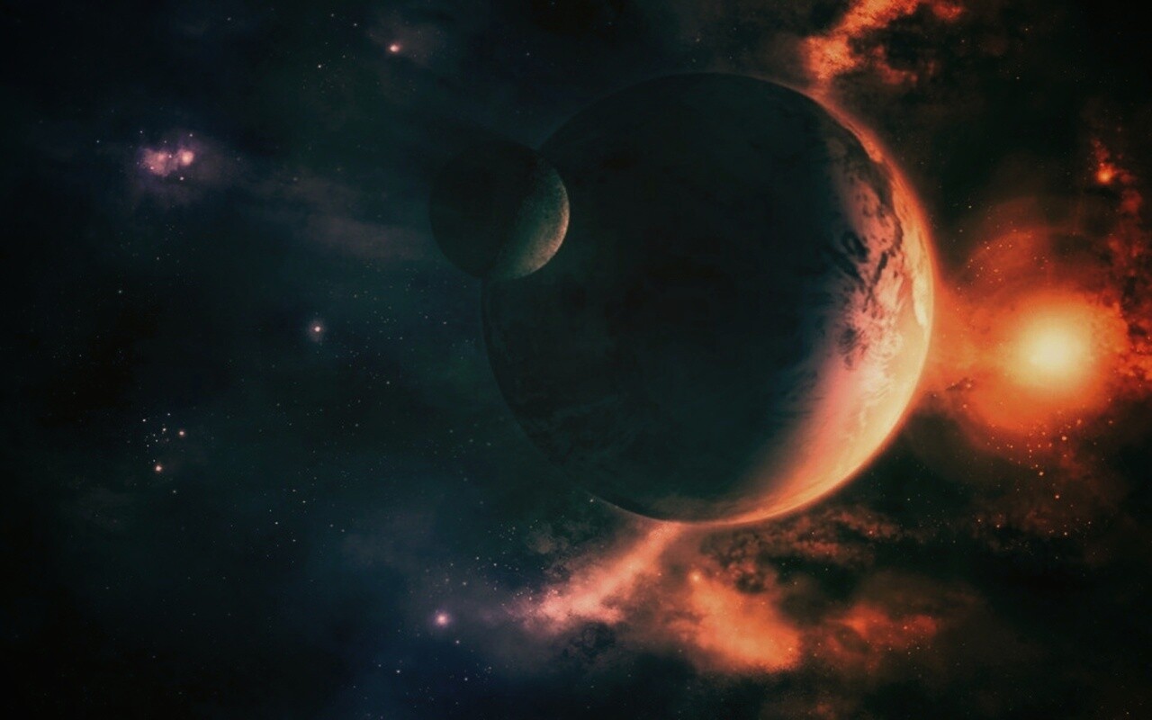 Планета с одним спутником обои