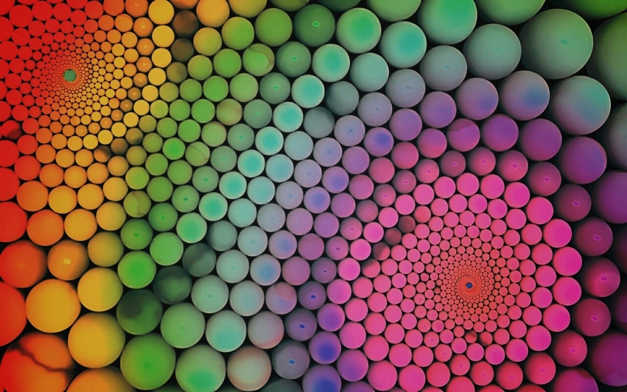 Радужные спирали из шариков обои