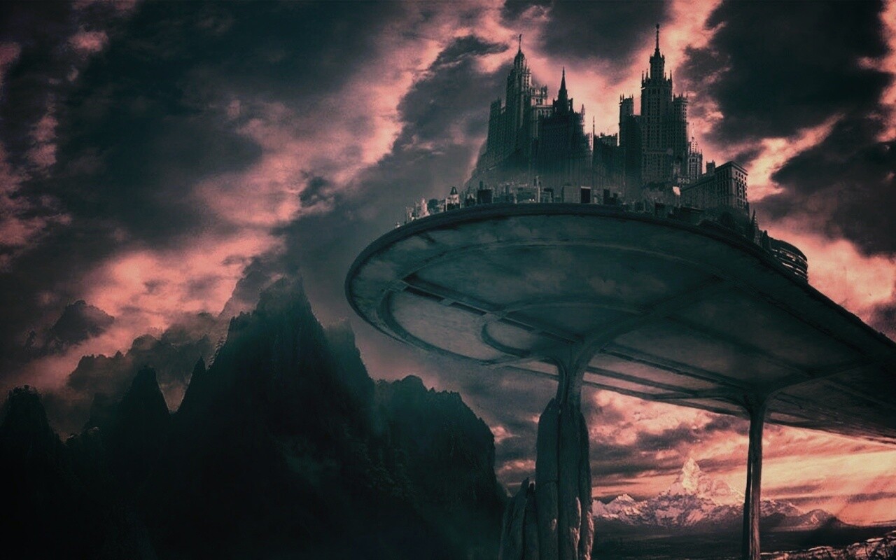 Город на вершине скал обои