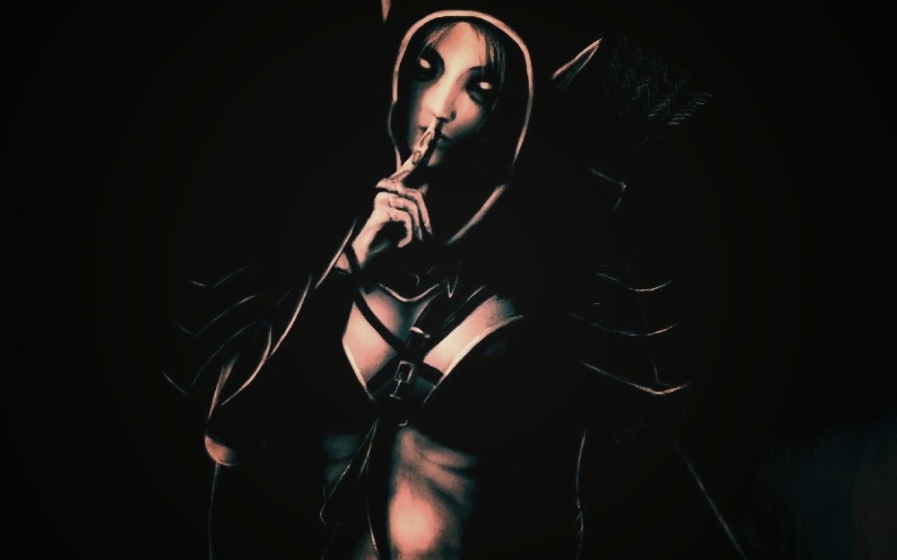 Ночная эльфийка призывает к тишине обои